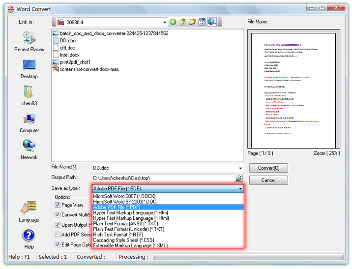 Word Convert Screenshot